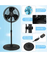 Slickblue 16 Inch Outdoor Misting Fan Oscillating Pedestal Fan with 3 Mist Levels-Black