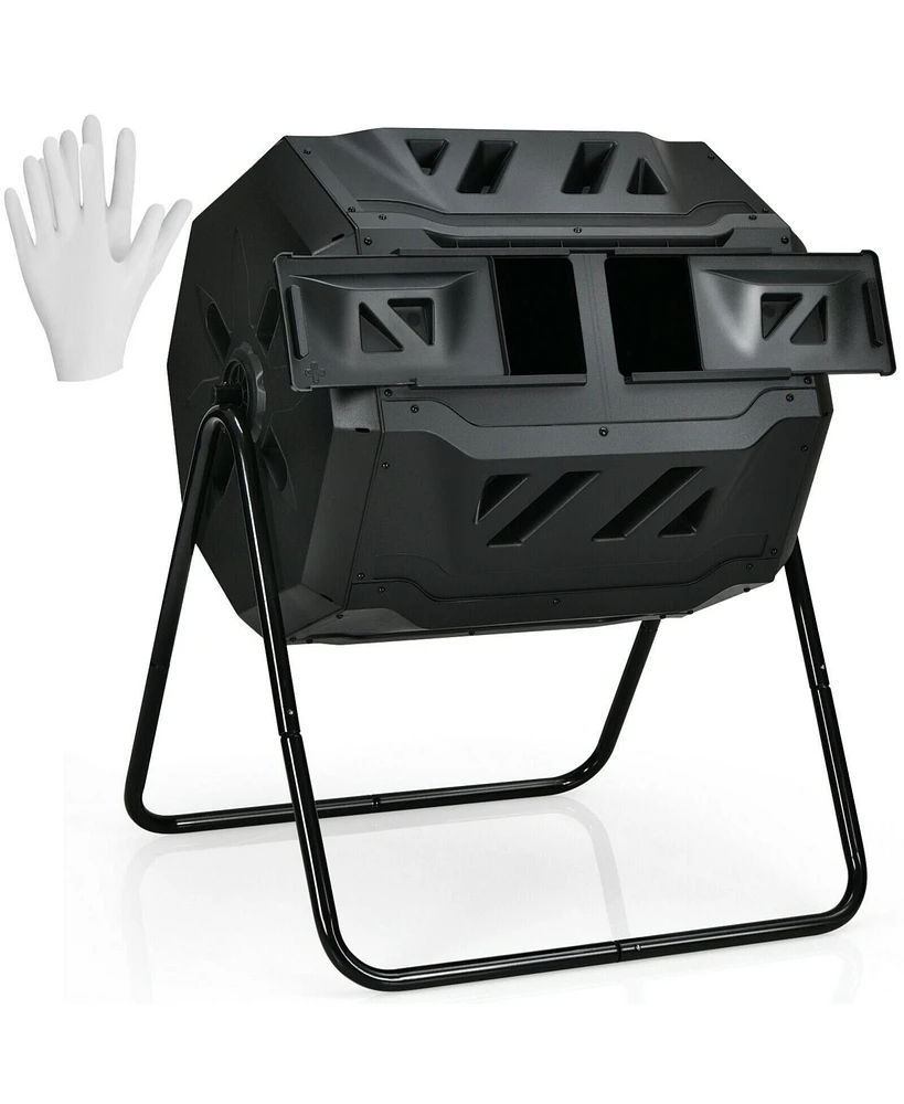 Slickblue 43 Gallon Composting Tumbler Compost Bin with Dual Rotating Chamber
