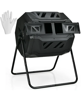 Slickblue 43 Gallon Composting Tumbler Compost Bin with Dual Rotating Chamber