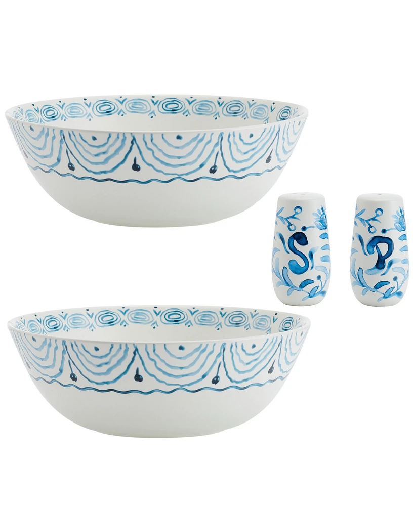 Fitz and Floyd Sicily Serve Bowls Plus Salt Pepper Set