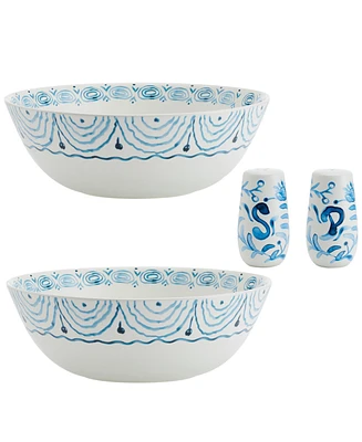 Fitz and Floyd Sicily Serve Bowls Plus Salt Pepper Set