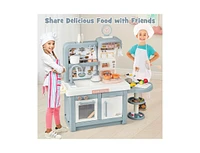 Slickblue Kids Play Kitchen Toy with Stove Sink Oven with Light and Sound