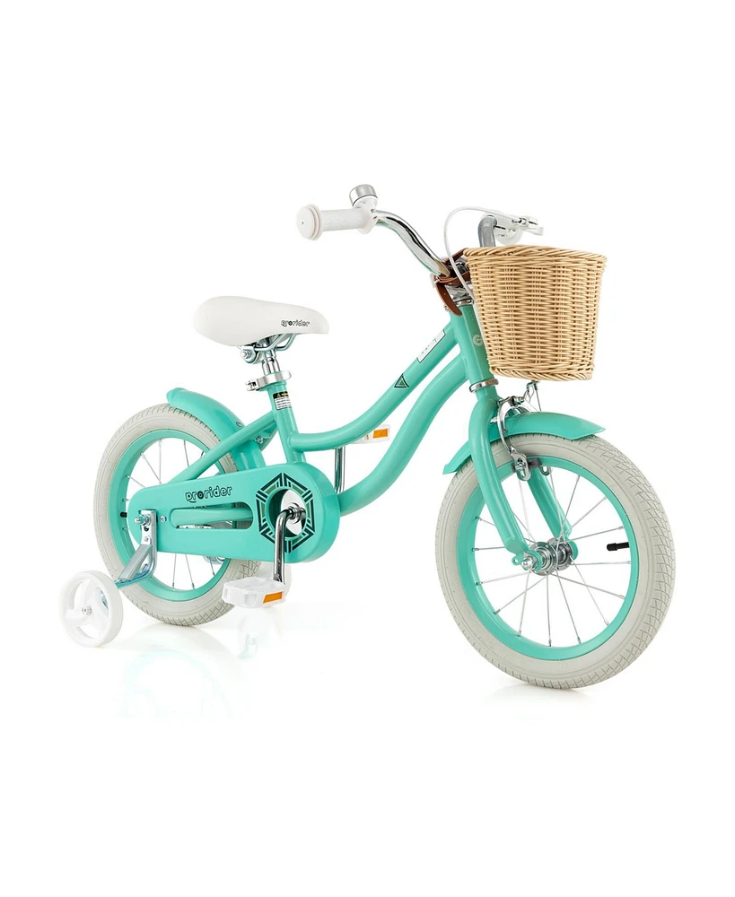 Slickblue 14-Inch Kids Bike Adjustable with Training Wheels for 3-5 Years Old