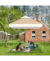 Yescom 10x10Ft UV30+ Gazebo Replacement Top for 2 Tier Outdoor Canopy Cover Patio Backyard Party Deck Ivory+Sand