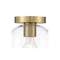Possini Euro Design Kavin Modern Ceiling Light Semi Flush-Mount Fixture 8 3/4" Brass Gold Metal Clear Glass Shade for Bedroom Kitchen Living Family Ro