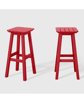 WestinTrends 29" Hdpe Outdoor Patio Square Bar Stools (Set of 2)