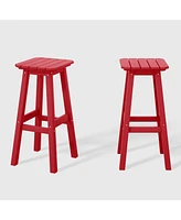 WestinTrends 29" Hdpe Outdoor Patio Square Bar Stools (Set of 2)