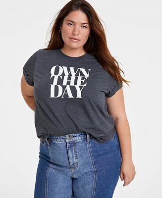 On 34th Trendy Plus Crewneck Own The Day Graphic T-Shirt, Created for Macy's