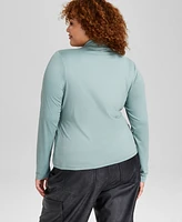 And Now This Trendy Plus Size Mock-Neck Long-Sleeve Top