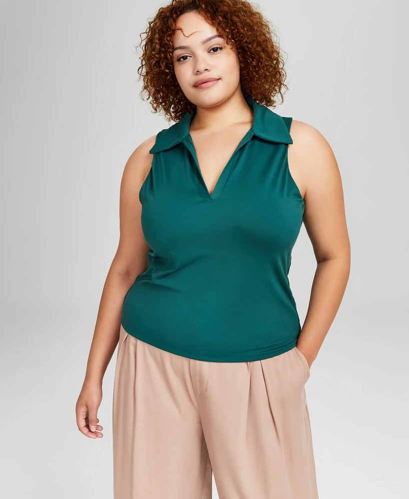 And Now This Trendy Plus Venus Sleeveless Polo Top, Created for Macy's