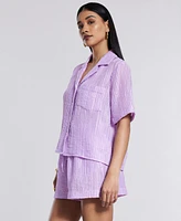 Bcbg New York Women's Short-Sleeve Button-Up Shirt