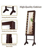 Costway 18 Led lights Mirrored Jewelry Cabinet Organizer