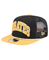 New Era Men's Black Pittsburgh Pirates Throwback Meshback Golfer Hat