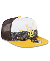 New Era Men's White/Gold San Diego Padres Team Foam Front A-Frame Trucker 9FIFTY Snapback Hat