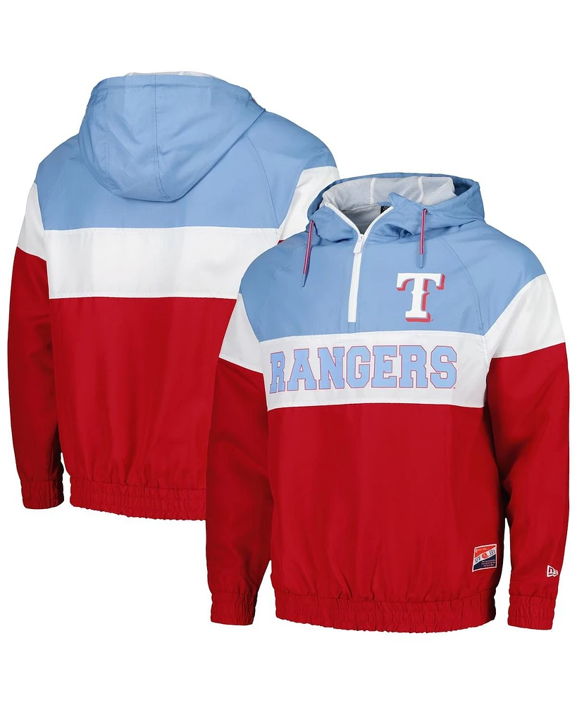 New Era Men's Texas Rangers Ripstop Raglan Quarter-Zip Hoodie Windbreaker Jacket