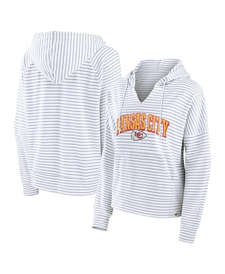 Fanatics Women's / Kansas City Chiefs Striped Notch Neck Pullover Hoodie