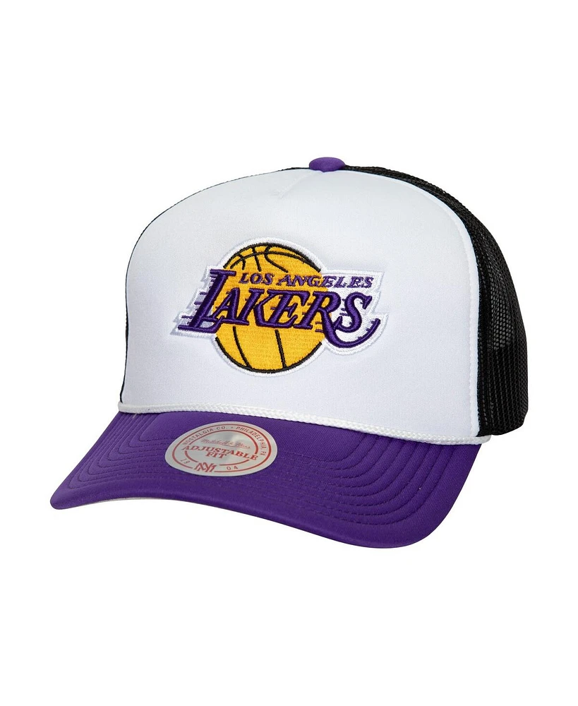 Mitchell Ness Men's Los Angeles Lakers Hardwood Classics Blocker Foam Front Trucker Snapback Hat