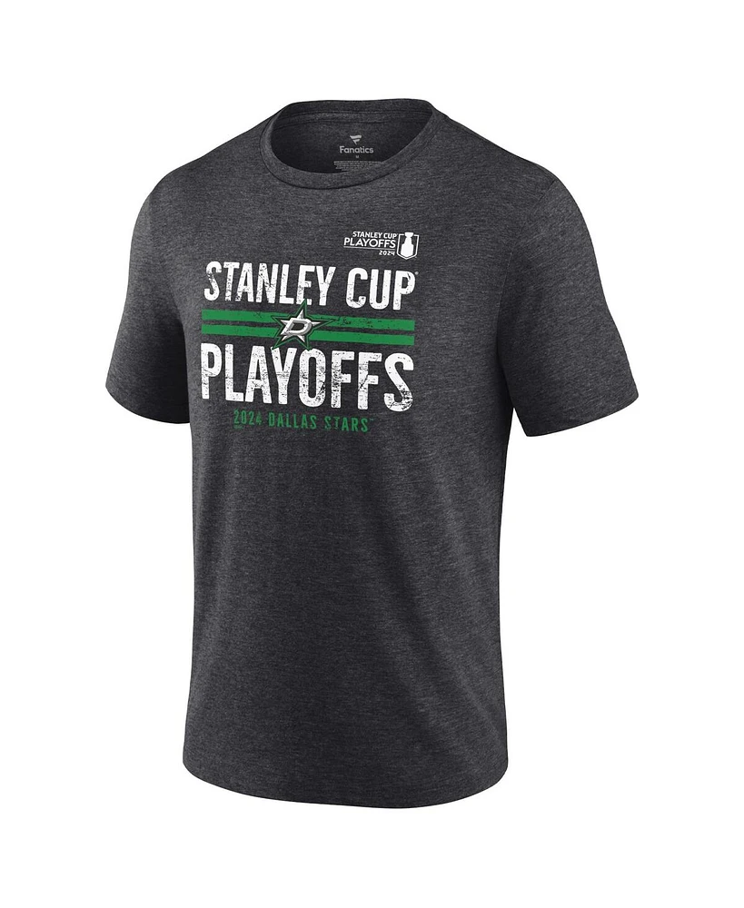 Fanatics Men's Heather Charcoal Dallas Stars 2024 Stanley Cup Playoffs Crossbar Tri-Blend T-Shirt