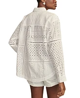 Lucky Brand Women's Cotton Schiffli Embroidered Prep Shirt