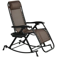 Streamdale Furniture Folding Brown Rocking Chair with Phone Holder