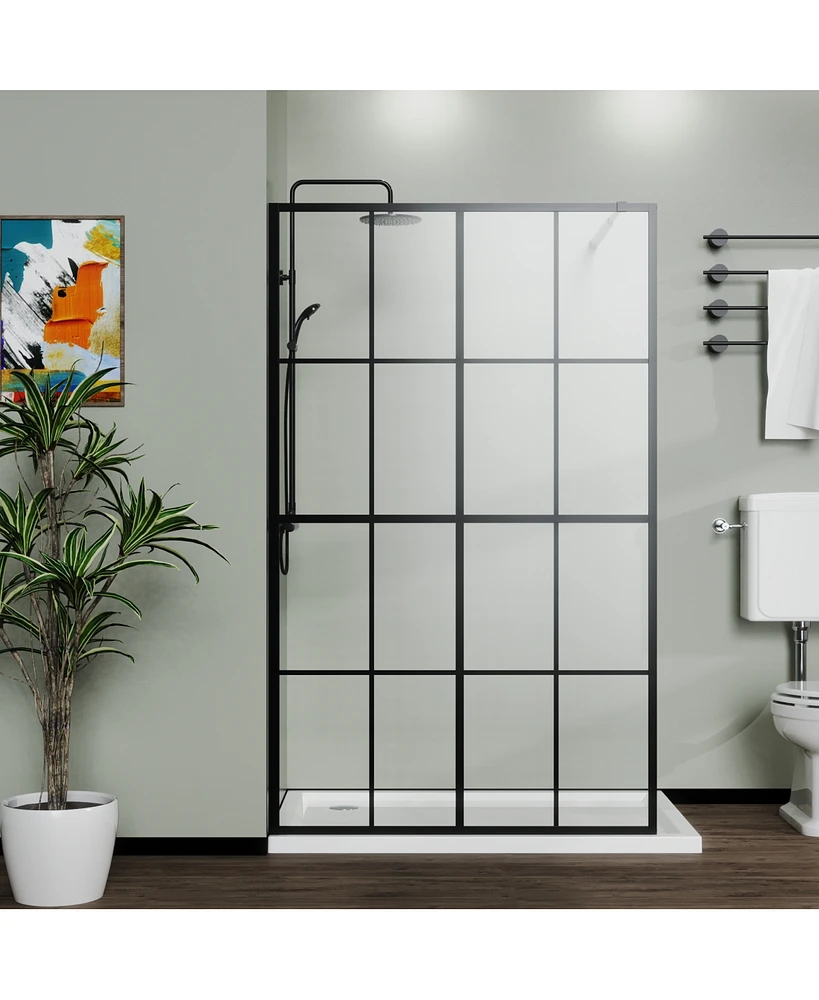 Streamdale Furniture 46" X 72" Shower Screen Walk-In Wet-Room Black