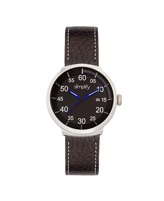 Simplify The 7100 Leather-Band Watch w/Date