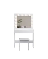 Simplie Fun Vanity Table Set with Lighted Mirror & Stool
