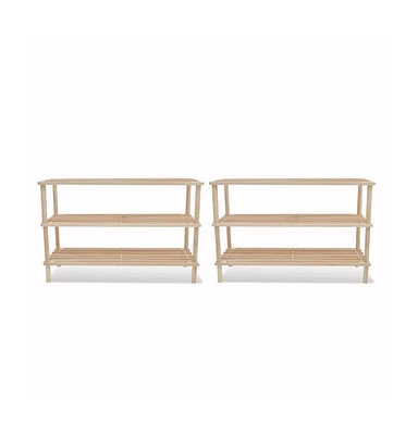 vidaXL 3-Tier Shoe Racks 2 pcs Solid Fir Wood