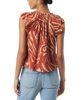 Sam Edelman Women's Baeley Printed Flutter-Sleeve Top - Picante