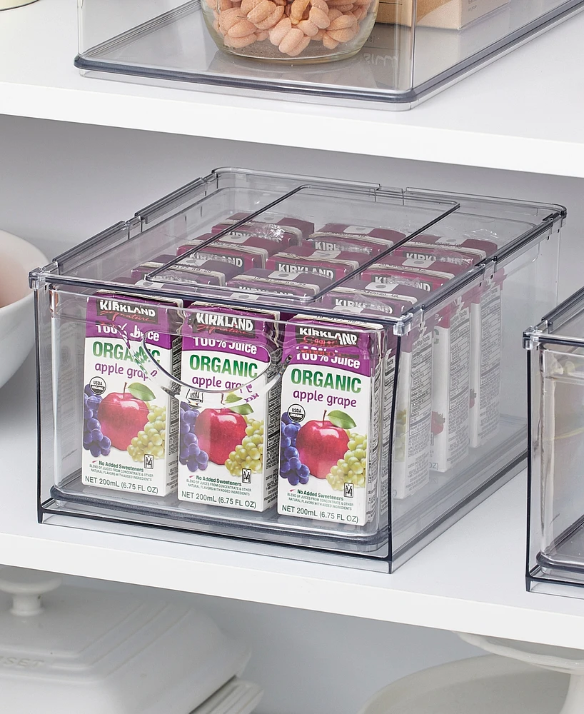iDesign Plastic Cabinet and Pantry Storage Bin with Integrated Handles-16 x 8 x 5, Clear Bin