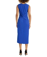 Maggy London Women's Round-Neck Draped Sleeveless Dress