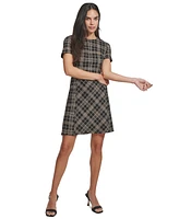 Calvin Klein Women's Plaid Ponte-Knit Short-Sleeve Dress