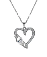 Macy's Silver-Plated Cubic Zirconia Mom Heart Pendant Necklace