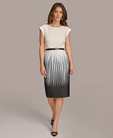 Donna Karan Women's Belted Ombre-Print Sheath Dress