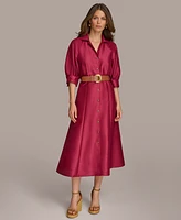 Donna Karan Women's Elbow-Sleeve Belted Shirtdress