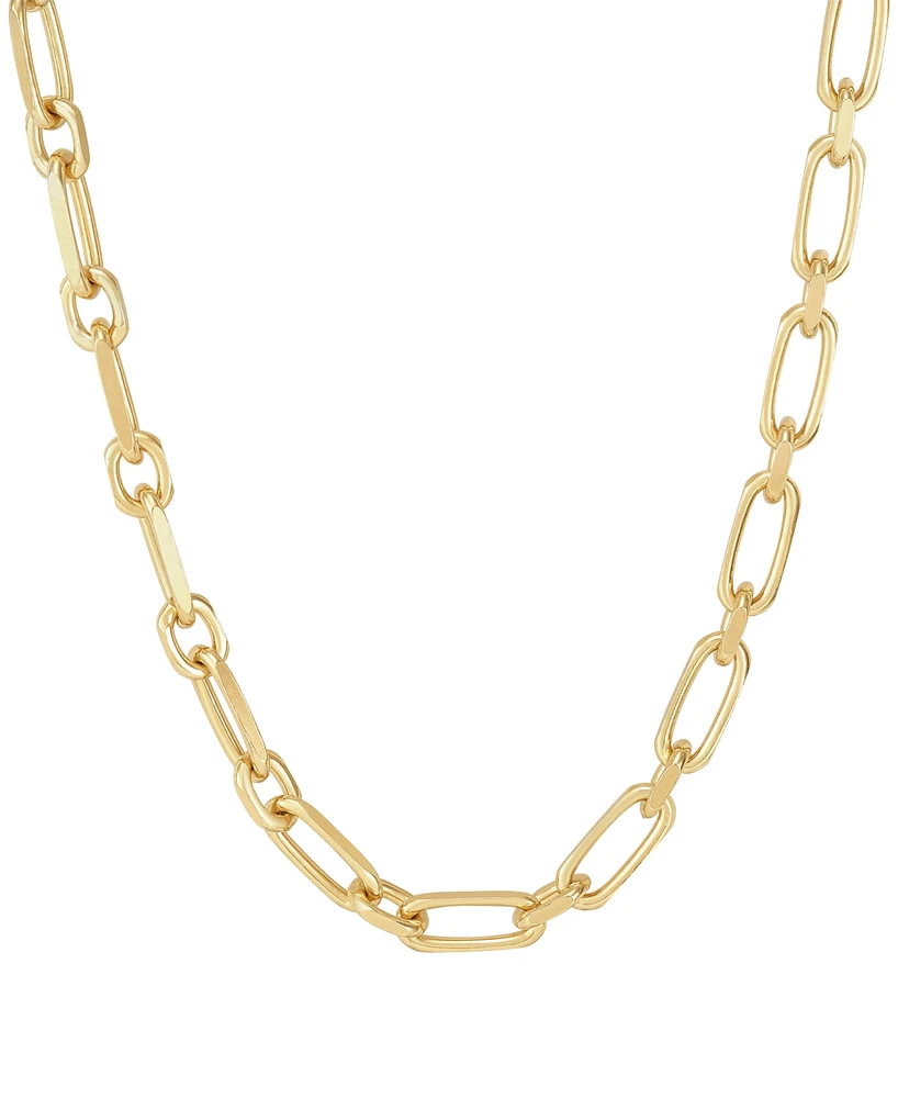 Italian Silver Men's Square Rolo Link 22" Chain Necklace in 18K Gold-Plated Sterling Silver