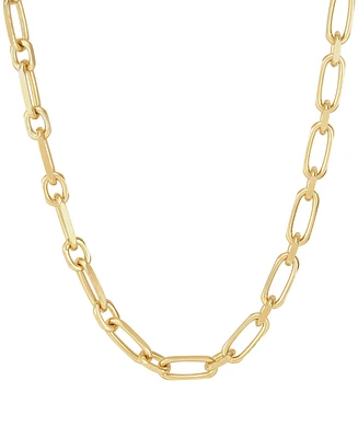 Italian Silver Square Rolo Link 22" Chain Necklace in 18K Gold-Plated Sterling Silver