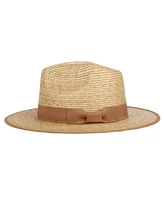 Angela & William Palm Braid Wide Brim Panama Fedora Sun Hat with Grosgrain Band