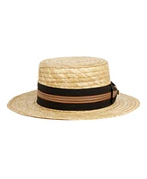 Angela & William Wheat Straw Skimmer Boater Hat