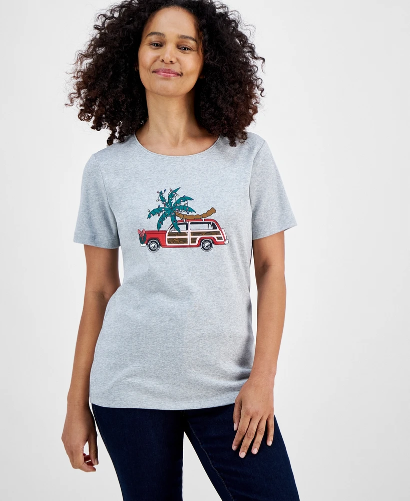 Holiday Lane Women's Christmas Fun Tee, Created for Macy's