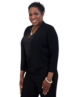 Kasper Women's Collarless Open-Front Cardigan