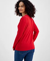 Holiday Lane Women's Scottie Walk Long-Sleeve Top, Created for Macy's
