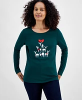 Holiday Lane Petite Deer Celebration Top, Created for Macy's