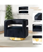 Hulala Home Carisa Contemporary Swivel Barrel Chair with Metal Base