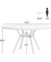 Tribesigns Round Dining Table for 4, 47Inch Modern Kitchen Table Small Dinner Table for Dining Room, Living Room, White (Only Table)