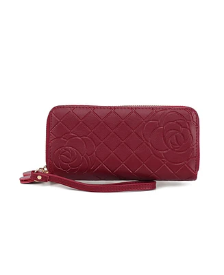 Mkf Collection Honey Genuine Material Quilted Flower-Embossed Wristlet Wallet by Mia K