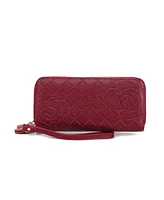 Mkf Collection Honey Genuine Material Quilted Flower-Embossed Wristlet Wallet by Mia K