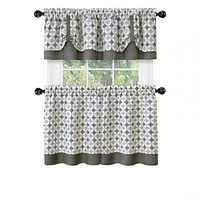 Kate Aurora Modern Geo 3 Pc Kitchen Curtain Tier & Valance Set