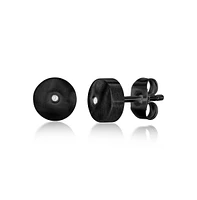 Metallo Black Plated over Stainless Steel, Set of 3 Cz Stud Earrings