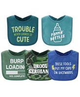 The Peanutshell Oh Boy! Terry Baby Bib 10 Pack Set, Feeding, Teething, Drooling